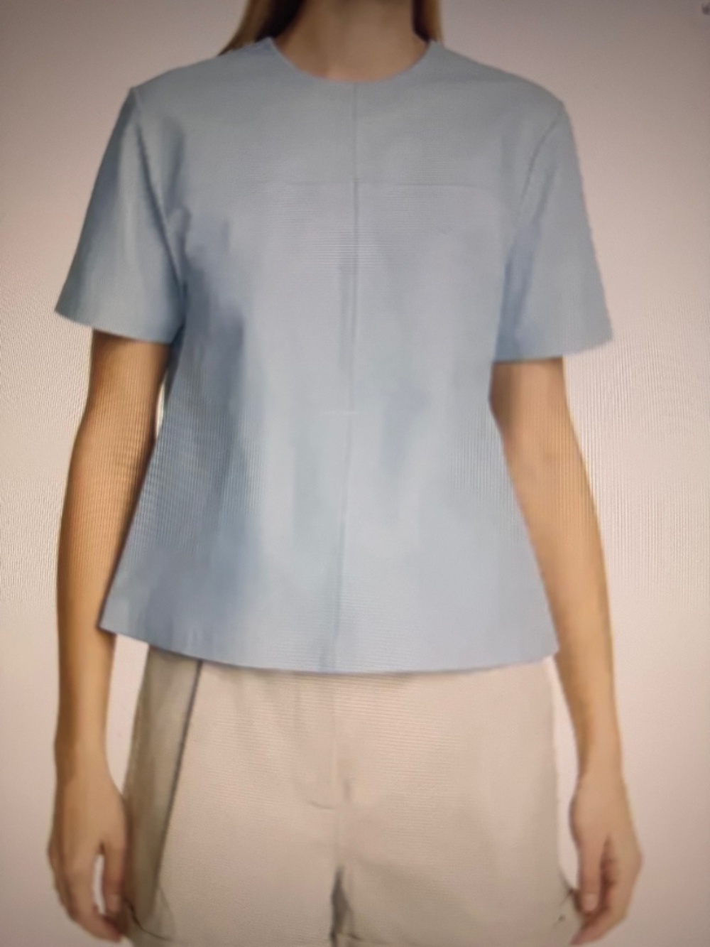 Audrey Leather Top by Remain Birger Christensen (leather, blue, Size 6, NWT)